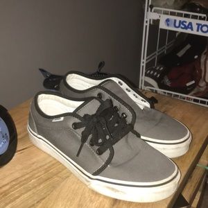 Grey w/ white sole Vans, size 7 men’s 8.5 women’s.